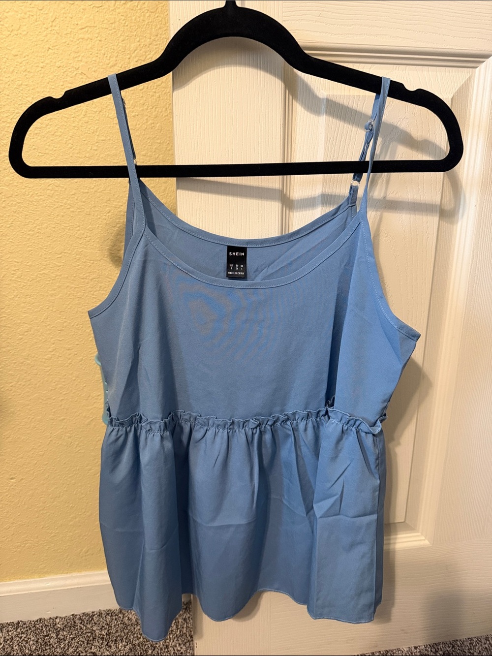SHEIN Light Blue Peplum Camisole with Adjustable Straps